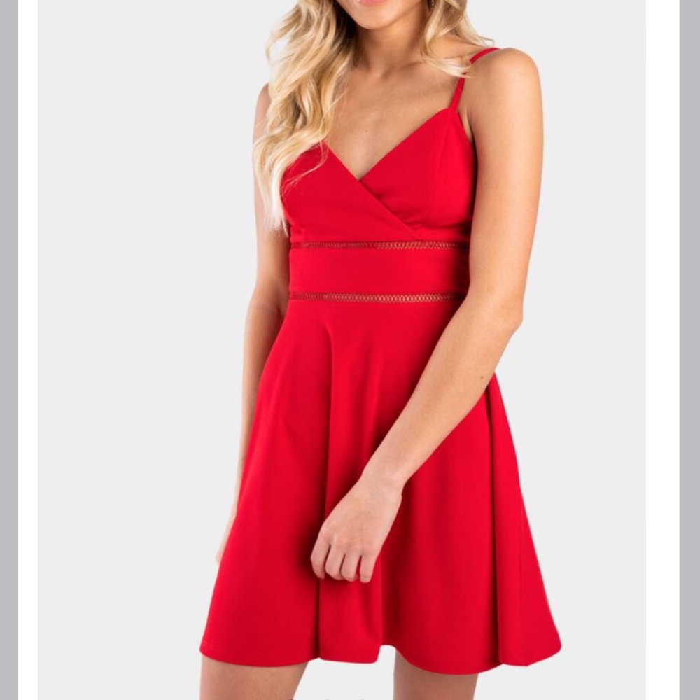 New Francesca’s Burgundy Ladder Trim Mini Dress Md